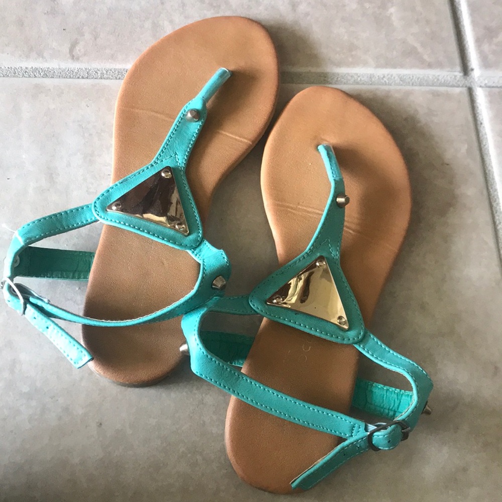 Teal/Gold Sandals